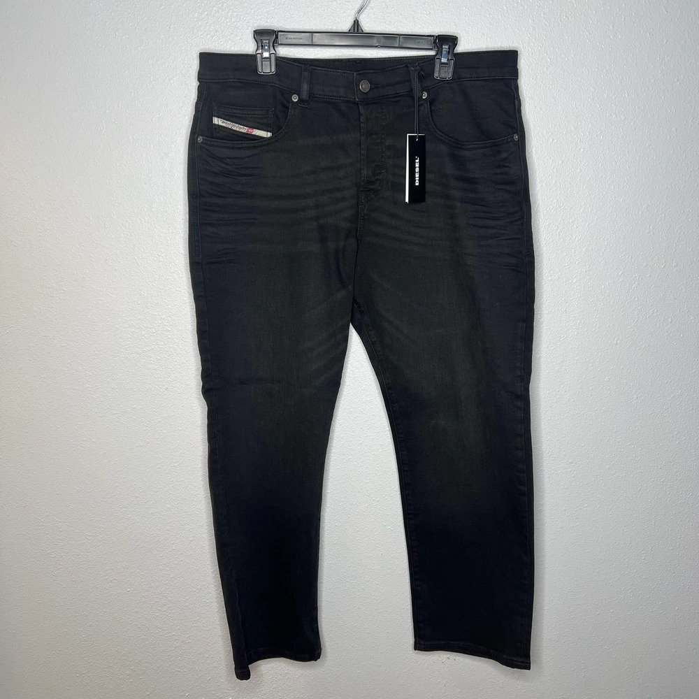 New Diesel Viker Straight Leg Black Denim Jeans Mens size 36 x 30